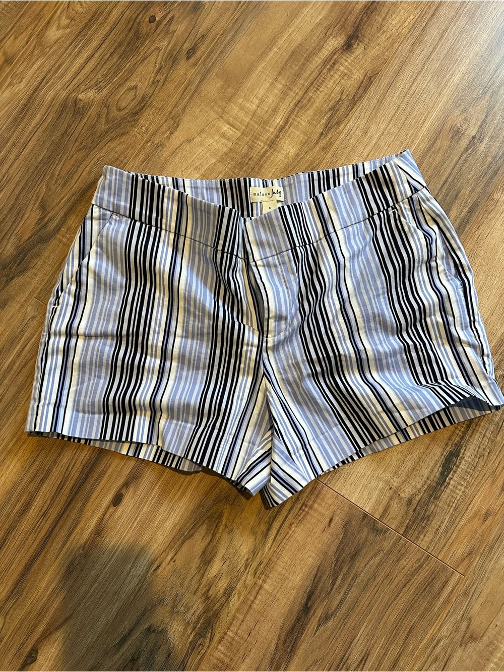 Maison Jules Blue and White Striped Tailored Shorts